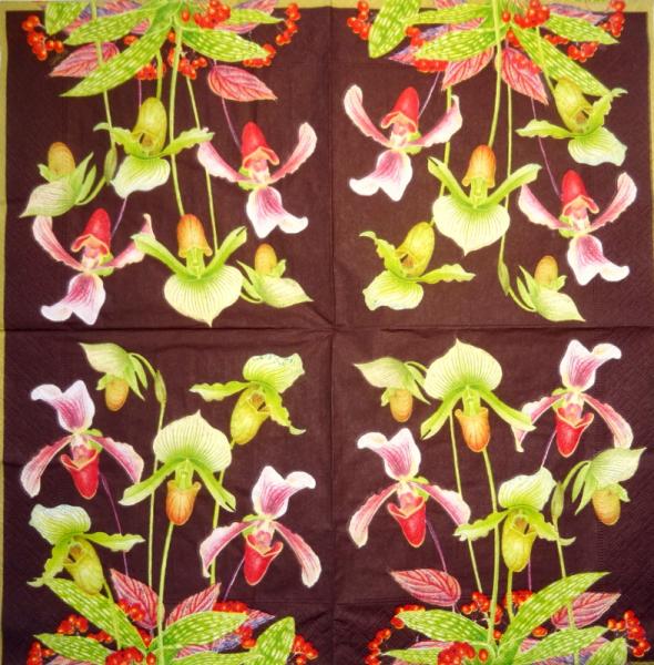 135 Orchideen - 3-lagig (braun) - Caspari